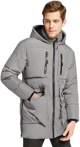 Orolay Men's Thickened Down Jacket Hooded Winter Coats with 6 Pockets Grey L