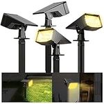 FLOWood Solar Spot Lights Outdoor 4 Pack, 50LED Solar Spotlights Outdoor Garden, IP67 Waterproof 3000k Warm White Solar Landscape Lights, 3 Modes Solar Outdoor Lights for Yard Driveway Porch Walkway