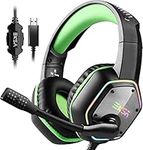 EKSA E1000 USB Gaming Headset for PC - Computer Headphones with Noise Canceling Mic & RGB Light, 7.1 Surround Stereo Sound, Over Ear Gaming Headphones for PC, PS4/PS5 Console, Laptop