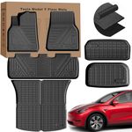 Tesla Model Y Floor Mats Cargo Liners Fits 2024 2023 2022 2021 Tesla Model Y All Weather Anti-Slip Waterproof Full Set 3D Frunk Mat Rear Trunk Mats Cargo Mats (black, Floor Mats+Cargo liner)