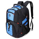 SHRRADOO Extra Large 52L Travel Laptop Backpack With Usb Charging Port, College Backpack Airline Approved Business Work Bag Fits 17 Inch Computer For Men Women, Blue