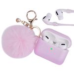 For Apple AirPod Pro Case, PERSONALLY YOURZ Airpod Case Cute For Apple Airpods 1 Silicone Protective AirPod Case With Pompom Best Gift For Women and Girls (Glitter Light Pink)