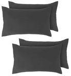 Kinfolk Textile Pillow Cases 4 Pack Egyptian Cotton 200 Thread Count (Charcoal Grey)