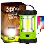 LED Camping Lantern, COB Rechargeable Battery Lantern 3000LM, 4 Light Modes, Waterproof Lantern Flashlight, Perfect Tent Light for Power Outage, Hurricane, Survival, Hiking