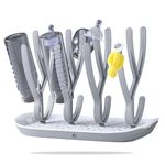 DaKos Baby Bottle Drying Rack, Baby Bottle Drying Stand, Drainer for Baby Bottles, Feeding Cup Nipple Storage with Detachable Tray, Compact and Portable Stylish Design (Grey)