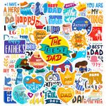 jixiejumo Happy Fathers Day Stickers 50 Pcs, Father's Day Dad Vinyl Merch, Waterproof Sticker Pack for Cup, Water Bottle, Party, Card, Envelope, Box, Gift Decorations, Kids