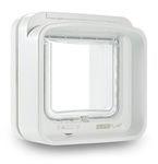 Sure Petcare SureFlap DualScan Microchip Cat Flap, RFID Collar Tags and Microchip Compatible, One-Button Control, Install in Doors, Windows and Walls, White, 4 x AA Batteries Required, Not Included