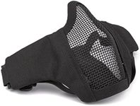 GES Foldable Tactical Half Face Mask Outdoor Mask Protective Mesh Riding Breathable Mask for Airsoft Paintball CS with Adjustable Belt Strap (Black)