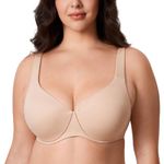 AISILIN Women's Minimiser Bra Underwire Non Padded Plus Size Full Coverage T Shirt Bra Beige 40C