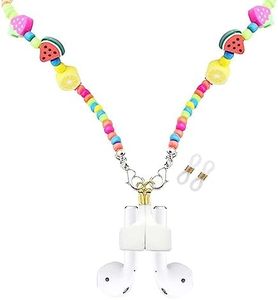Magnetic Anti-Lost Airpods 2 3 pro Strap Holder String ，Rainbow Fruit Acrylic Colorful Beads Women’s Chain Necklace Leash String for Airpods Pro 1 2 Length: 27.5”