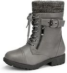 DREAM PAIRS Girl's Mid Calf Combat Ankle Lace up Boots Grey Size 9 Toddler