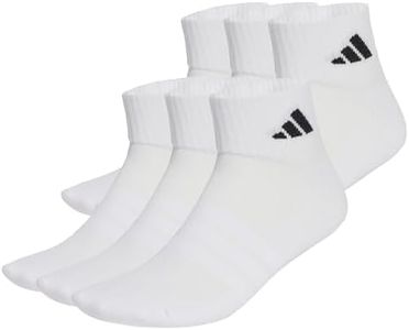 adidas Unisex Cushioned Essentials Ankle Socks 6 Pair Pack, white/white/black, 42-45