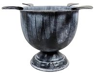 Cigar Ashtray Made In Iron Metal Tall Deep Bowl Box Pressed Wind Resistant Ashtray With 4 Stirrups. (Acid Wash)