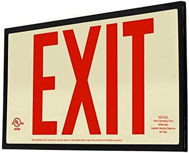 LFI Lights - UL Certified - Photoluminescent Exit Sign - Red Letters - Rigid Plastic Base -Black Frame - Left and Right Arrow - PA1R50