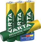 VARTA Batteries AAA, rechargeable, pack of 4, Recharge Accu Phone, Akku, 800 mAh Ni-MH, ready to use, suitable for cordless phones