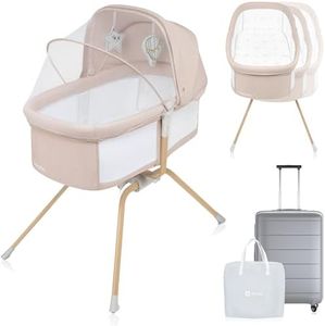 lionelo Malin Evo lit bébé 3 en 1 avec Fonction de Berceau, lit Parapluie bébé avec Matelas, de 0 à 9kg, auvent, moustiquaire, Pliable, réglage de l'inclinaison, Sac de Voyage, lit bébé Pliant léger