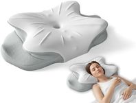 RUMMY Memory Foam Neck Pillow Ergonomic Cervical Support for Sleeping Pillow with Breathable Washable Pillowcase for Back and Side Sleepers