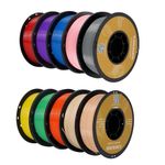 Kingroon PLA 3D Printer Filament,10 Rolls,Dimensional Accuracy +/- 0.02 mm, 1 kg Spool(2.2lbs), 1.75 mm，Red Blue Green Yellow Wood Orange Pink Purple Silver…