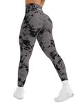 YEOREO Workout Leggings for Women Dazzle Leggings Scrunch Butt Lifting Leggings Seamless Screen Print Gym Yoga Pants Black-Grey M