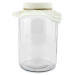 1 Gallon Glass Kombucha Jar w/Cotton Cloth Cover & Plastic Lid for Storage after Brewing