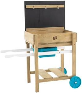TP Toys Early Fun Sand And Water Table - FSC Certified Timber, Includes Sand Pit, Water Tray, Black Board, Plastic Hooks And Storage Shelf. Pack Away And Turn Into An Arts And Crafts Table - 3 Years+