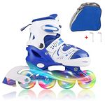 Kids Adjustable Flashing Inline Skates for Boys, Girls and Adults with Full Light Up Wheels, Outdoor Roller Skates for Kids Beginner Ages 4-12, Men and Women