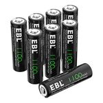 EBL Solar Light AA Rechargeable Batteries 8 Counts - 1.2V 1100mAh Ni-CD AA High Capacity Battery for Outdoor Solar Garden Lights
