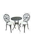 SH&G Rayleigh Cast Aluminium Bistro Set | 3-Piece Conservatory Furniture | Rust-Resistant Garden Table and Chairs | Black
