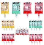 Blood Bags for Drinks, 20 Pcs 5.1oz Halloween Drink Pouches, Reusable Food Grade Bags, Decoration Anti-Leak Bags with Caps for Halloween Party Favors, Juice Party, Nurse, Vampire Zombie Costumes Props