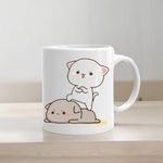 RMCG Traders Printed Bubu Dudu Cute Mug to Gift for Friend, Boyfriend, Girlfriend, Valentine Day (Set of 1) (Dudu Fight)