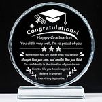 YWHL Inspirational Graduation Gifts for Her Him 2024, High School College Masters Degree PHD Graduation Gifts for Students, Laser Engraved Crystal Keepsake Gifts for Graduating Daughter Son Sister