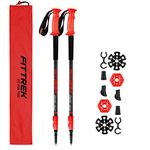 FitTrek Trekking Poles - Hiking Poles - Walking Poles Telescopic - Lightweight Trekking Stick for Women, Men and Kids with Walking Poles Rubber Tips and Pole Bag, 1 Pair