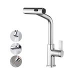 Ibergrif M22145 Kitchen Sink Taps Mixer with Pull Out Spray, 3 Functions Sprayer, 360° Swivel, Chrome Brass
