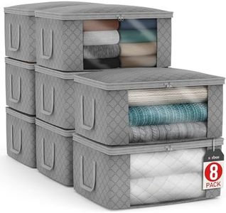 Sorbus Medium Clothes Storage Bags - Foldable Blanket Storage Bins for Organizing Bedroom, Closet, Clothing, Comforter, Organization with Clear Window, Lids and Carry Handles - Set of 8