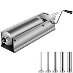 VEVOR Horizontal Sausage Stuffer Maker 7L/15Lbs Manual Sausage Filler with 4 Filling Nozzles Stainless Steel Sausage Stuffing Machine for Commercial & Home Use