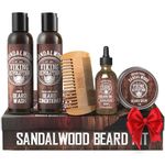 Viking Revolution - Beard Conditioner Kit - Beard Grooming Kit For Men - Softens, Smoothes & Soothes - With Beard Wash & Conditioner, Beard Oil & More - Gifts For Men - Sandalwood