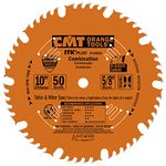 CMT P10050 ITK Plus Combination Saw Blade, 10 x 50 Teeth, 1FTG+ 4ATB Teeth with Shear with 5/8-Inch bore