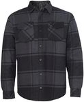 Burnside Men's 8610 Quilted Lined Button Up Flannel Jacket (Large, Black Plaid)