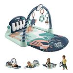 Fisher-Price Baby Playmat Kick & Play Piano Gym with Musical and Sensory Toys for Newborn to Toddler, Navy Fawn, HKX37