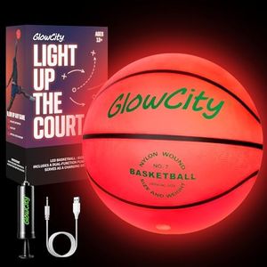 GlowCity Light Up Rechargeable Basketball - Size 7 Glow in The Dark Ball for Teen Boys Gifts, Adults - Sports Birthday Gift Ideas for Boys Ages 12 13 14 15 16 17 18 Basketball Gear Accessories Gifts