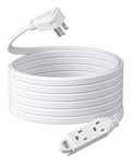 DEWENWILS 3 Outlet Extension Cord with Flat Plug, 25 FT 16/3 Awg Grounded Power Cable for Indoor Use, SPT-3 Cord, White, ETL Listed, 1 Pack