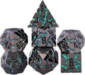 Dice Set D&D Dungeons and Dragons Dice D20 Metal DND Dice Set with Box, Polyhedral Role Playing Dice D12 D10 D% D8 D6 D4 for MTG RPG Board Games (Black Nickel Green)