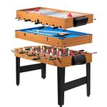 Giantex Multi Game Table, 3-in-1 48" Combo Game Table w/Soccer, Billiard, Slide Hockey, Wood Foosball Table, Perfect for Game Rooms, Arcades, Bars, Parties, Family Night