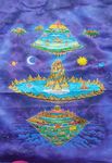 Tarot Supplies – Moon Sun with Galaxy Satin Altar/Tarot Cloth 26×26 inches