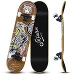 sefulim Skull Skateboard Complete 25.5x7.5 Inches Double Kick Trick Skateboards Cruiser Penny Beginners Longboard With Maple Deck Adult Boys also Girls Skateboard