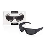 Inventiv Sport Wireless Bluetooth Audio Sunglasses, Open Ear Headphones Music & Hands-Free Calling, for Men & Women, Polarized Glasses Lenses (Black/Grey Tint)