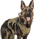 rabbitgoo Tactical No Pull Dog Harness Medium Large Dog with Metal Buckles MOLLE Panel, Breathable Service Pet Vest with Handle, Military Matierial Puppy Harness for Training Walking, L, Brown