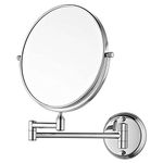 JPS Magnifying Makeup Shaving Mirror Round Wall Mount Brass Framed | Bathroom Mirror with 5X Magnification with Wall Bracket & Adjustable Frame 8 Inch (Series:-Silver)