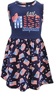 Unique Baby Girls Little Miss Independence 4th of July Cotton Dress (9, Flag)