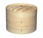 KitchenCraft World of Flavours 2cm Bamboo Steamer Basket, 2 Tier, Ideal for Best for Dim Sum, Vegetables, Bao Buns, Meat and Fish, Beige